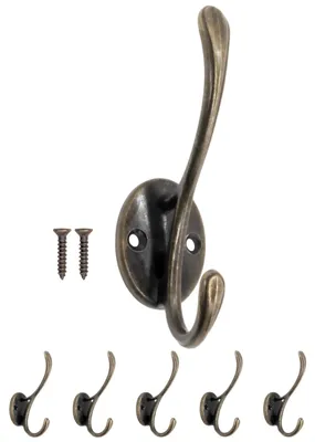 5 Wandhaken aus Eisen, Vintage-Design, Bronze, 95 x 19 mm