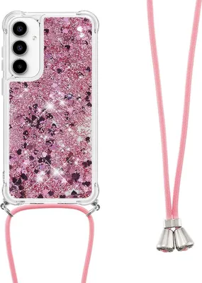 Produktbild von Samsung Galaxy A56 Hülle - Coverup Liquid Glitzer Back Cover mit Handykette - Roségold