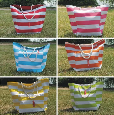 Produktbild von 080 XXL Strandtasche Badetasche Shoppingtasche gestreift Kordel Maritim Beach Bag