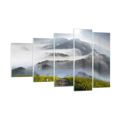 Produktbild von Bilder auf glas - Berg Nebel Landschaft Morgen - 100x60cm - Glasbilder - Wandbilder - Kunstdruck - zum Aufhängen bereit - Wanddekoration aus Glas - Glas Bilder - Wandbild auf Glas - GEG100x60-2478