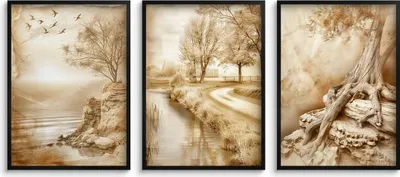 Obrázek produktu pro Nástěnný plakát Plakát přírody v boho stylu na zeď 3x 50x70cm