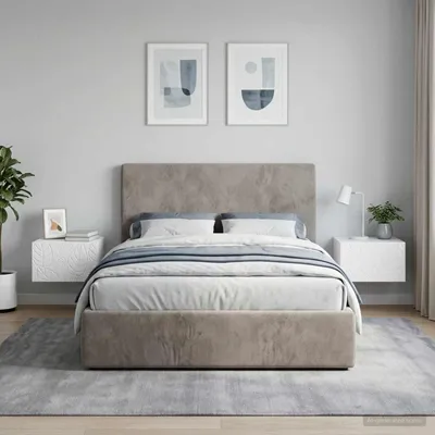 Image de vidaXL Table de chevet à fixer au mur, lot de 2, blanc brillant