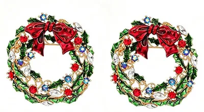 Produktbild von Weihnachtsbrosche Damen 2 Stück - Strass Brosche - Weihnachts Anstecknadel - Festlicher Weihnachtsschmuck für Kleidung, Schal & Hut - Weihnachtsmotiv