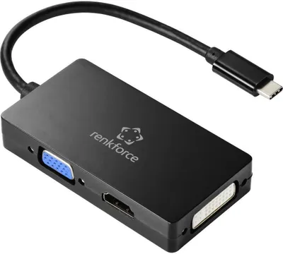 Produktbild von Renkforce RF-4633066 USB-C® / HDMI / DVI / VGA Adapter [1x USB-C® Stecker - 1x VGA-Buchse, HDMI-Buchse, DVI-Buchse 24+5