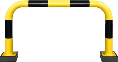 Produktbild von PROREGAL Rammschutz-Bügel Swing mit PolyurethanFederelement | HxB 64x100cm | Rohr-Ø 7,6cm | Kunststoffbeschichteter Stahl | Schwarz-Gelb
