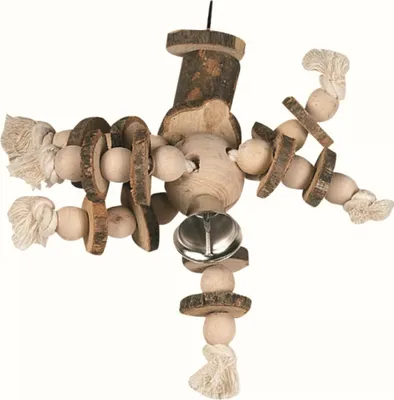 Produktbild von Holzkäfigaufhänger mit großer Glocke Vogel