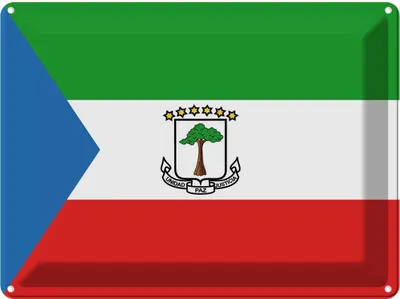 Produktbild von vianmo Blechschild 30x40 cm Äquatorialguineas Flagge Fahne Wappen