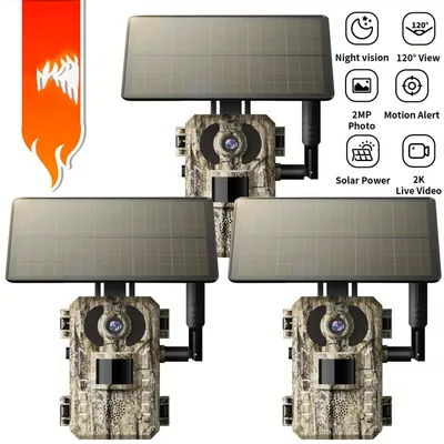 Produktbild von 4G Wildkamera - Solarbetriebene Wildkamera - Überwachungskamera für den Außenbereich - Naturkamera - 2.7K Video - Nachtsichtfunktion