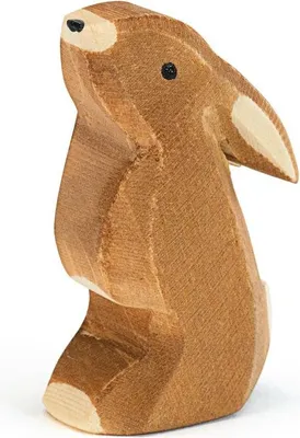 Produktbild von Ostheimer Holzfigur Hase für Kinder, 5 cm hoch, handgefertigt, mit gesenktem Ohr