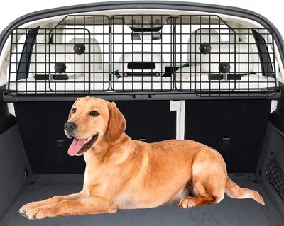 Productafbeelding van Hondenautobarrière - Huisdierhek - Veilig rijden - Dubbele stabiliteit - Verstelbaar tot 157 cm - Zwart