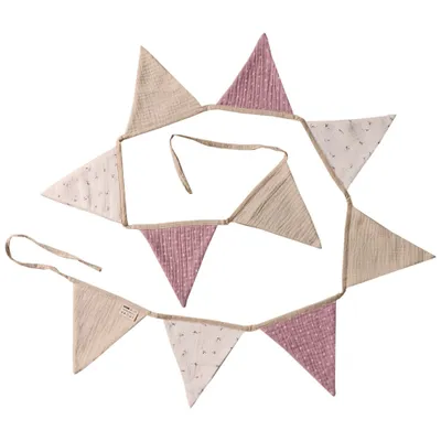 Produktbild von HOME DELUXE - Wimpelkette Musselin LINDO - Farbe: Creme, 210 x 13,5 cm, Girlande mit 10 dreieckigen Flaggen I Kinderzimmerfahne Kinderzimmerwimpel