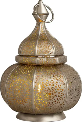 Produktbild von Orientalische Laterne aus Metall Ziva Silber 30cm | Windlicht Gartenwindlicht | Marokkanische Metalllaterne für draußen als Gartenlaterne, oder Innen als Tischlaterne
