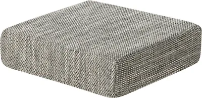 A square, upholstered seat cushion or ottoman on a white background.