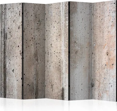 Produktbild von 5-teiliger Einseitiger Vlies Paravent - Old Concrete II 225x172 cm Muster f-B-0017-z-c