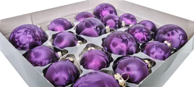 Produktbild von JACK by Thüringer Glas Weihnachtsbaumkugeln Glas Eislack 18 tlg. Set 3 Kugelgrößen Farbauswahl inkl. Haken, Farbe:Lila