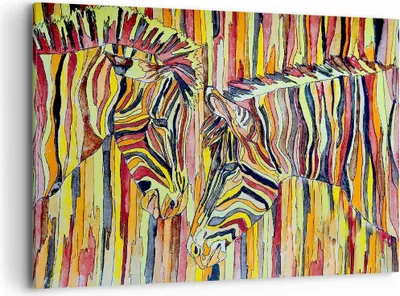 Produktbild von Bild auf Leinwand - Leinwandbild - Zebra Abstraktion - 100x70cm - Wand Bild - Wanddeko - Wandbilder - Leinwanddruck - Bilder - Kunstdruck - Wanddekoration - Leinwand bilder - Wandkunst - AA100x70-3499