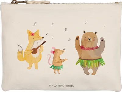 Produktbild von Mr. & Mrs. Panda Kulturtasche Waldtiere Aloha Größe M - Weiß - Geschenk, Lustige Sprüche, Kosmetiktasche, Pouch, Mäppchen, Leben, Bär, Musik, Igel, pencil case, Etui