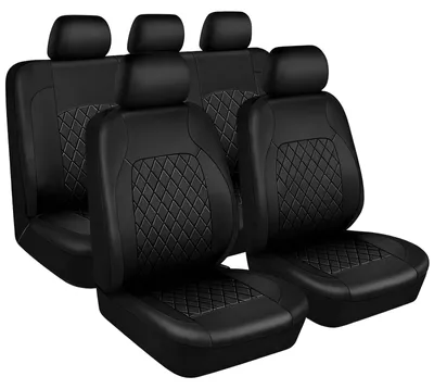 Produktbild von Autositzbezüge 9-teiliges Set - Universelle Schutzhüllen - Kunstleder - Wasserdicht - Atmungsaktiv - Kompatibel mit Airbags - Sitzbezüge