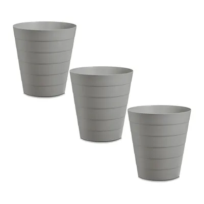 Produktbild von Papierkorb Mülleimer 3er Set für Büro, Bad, Jugendzimmer & Kinderzimmer 13,5 Liter, 29 x 29 x 30 cm, Kunststoff, rund, grau