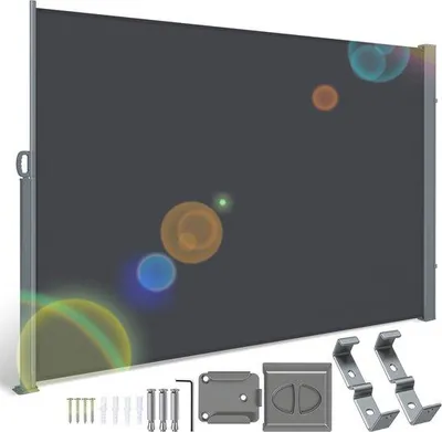 Zdjęcie produktu dla Parasol antracytowy – zwijany – 140 x 300 cm – osłona przeciwwiatrowa – tarasy – cień – kemping – namiot