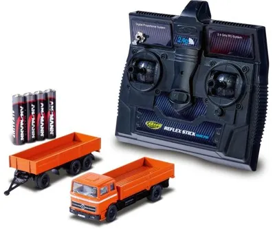 Obrázok produktu pre 1:87 Mercedes-Benz 1620 Pritsche s prívesom – RC model 100 % RTR oranžový