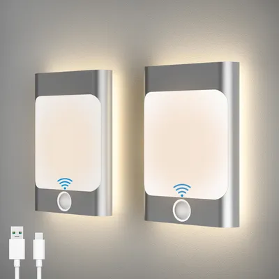 LED-Wandleuchte mit Bewegungsmelder, Akku, 2200 mAh, 2er-Set