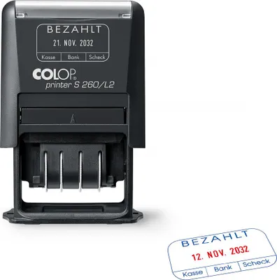 Immagine prodotto di COLOP 171187 Stampante COLOP per timbri a data S260/L2 "BEZAHLT", nero