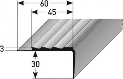 Produktbild von PVC-Treppenkante "Macao" PVC-Winkel für Belagsstärken bis 3 mm, 45 mm Breite, 30 mm Höhe aus weichem PVC, Typ 361-schwarz