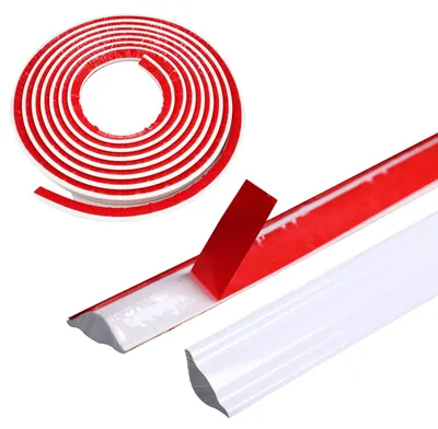 Productafbeelding van Flexibele plintlijsten - Zelfklevende lijsten - TPE sierlijsten - Voor wandovergangen - Voor plafondranden - 5 meter lang - 12 mm x 9 mm