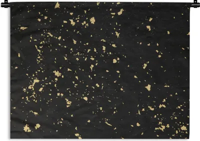 Produktbild von MuchoWow® Wandteppich Wandbehang Goldene Flocken auf schwarzem Hintergrund 150x112 cm Tapisserie Dekoration Wandtuch - Wanddecke - Wandteppiche