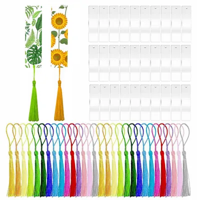 Immagine prodotto di Solidchoice - Set di 30 segnalibri in acrilico con nappine realizzate a mano
