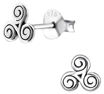 Produktbild von Keltische Symbole Ohrstecker: Ohrringe Silber 925 „Triskele“