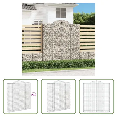 Productafbeelding van Living Store Gabionen met boogvorm, 12 stuks, 200x50x220/240 cm, verzinkt staal