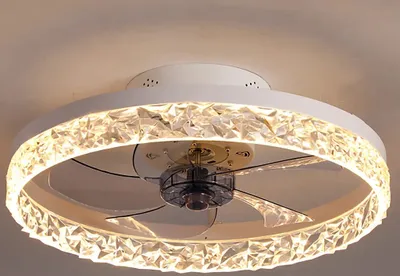 Produktbild von Deckenventilator mit Beleuchtung, dimmbarer LED-Ventilator mit 6 Geschwindigkeiten und umschaltbarer Blattzeitsteuerung mit Fernbedienung weiß