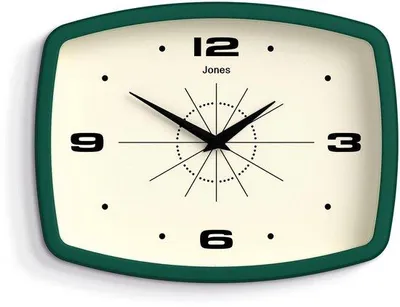 Obrázek produktu pro Retro nástěnné hodiny 25 cm, tmavě zelené, do kuchyně nebo kanceláře