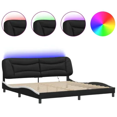 Produktbild von vidaXL Bettgestell mit LED ohne Matratze "Hvar" Schwarz und Weiß 200x200 cm