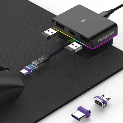 Productafbeelding van Magnetisch RGB-muislaadstation met 2 USB-poorten, snellaadstation voor Logitech