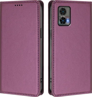 Image de Étui en cuir pour Motorola Edge 30 Neo, étui à rabat magnétique en cuirPolyuréthaneavec support, violet