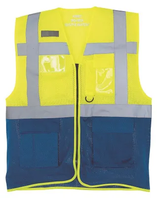 Productafbeelding van Yoko - "Executive" West: Netmateriaal voor heren/dames, uniseks model FK3038 (maat S) (fluorescerend geel/koningsblauw)