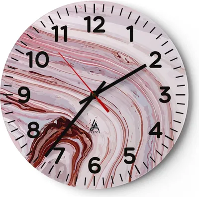 Produktbild von Wanduhr - Rund - Glasuhr - Abstraktion modern - 40x40cm - Schleichendes Uhrwerk - Lautlos - zum Aufhängen bereit - Dekoration Modern - Wanddekoration aus Glas - C4AR40x40-4051