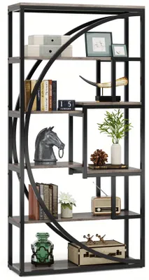 Produktbild von Bücherregal – Regalkorpus – Bücherkorb – Aufbewahrungsschrank – Wandregal – 6 Fächer – Geometrisches Design – 179,83 cm hoch