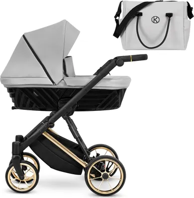 Produktbild von Kunert Ivento Premium 2in1 Kinderwagen in Grau mit Goldrahmen