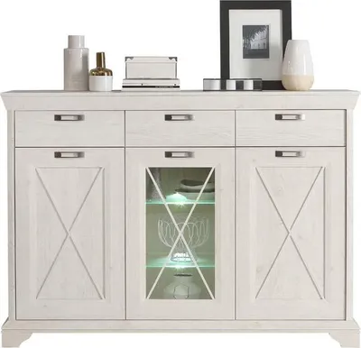 Produktbild von MARSALA Highboard Pinie Weiß, LED-Beleuchtung:ohne Beleuchtung