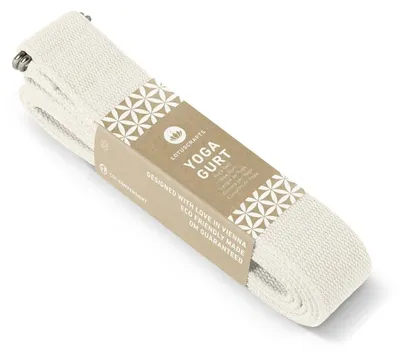 Productafbeelding van Lotuscrafts® Yogagurt 2,5 m - Yoga-band voor stretching; 100% biologische katoen, lange yogagordel met metalen sluiting, yogaband voor beginners en gevorderden, 250 x 3,8 cm – natuurwit