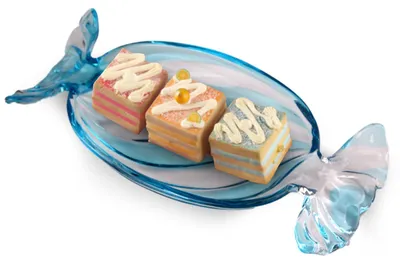 Glas-Konfektschale, 34x15x4 cm, blau, für Snacks & Süßigkeiten