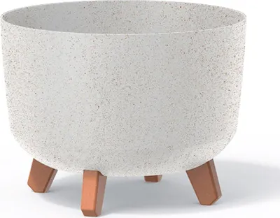 Produktbild von Gracia Standard Eco Wood Blumentopf mit abnehmbaren Beinen inkl. Einsatz für Innen- und Außenbereich Pflanzgefäß Rund Kunststoff UV-beständig 290mm Eco Weiß