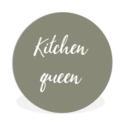 Produktbild von MuchoWow® Rundes Wandbild - Runde Bilder Sprichwörter - Frauen - Küchenkönigin - Zitate Ø 90 cm Kreis Wanddekoration Kunststoff - Wandkreis - Wandschmuck - Wand-Kreis - Wohnzimmer - Bild - Runde - Wanddeko - Dibond - Kunstdrucke
