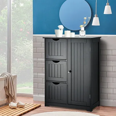Zdjęcie produktu dla Szafka łazienkowa z 3 szufladami 60 x 30 x 81 cm czarna