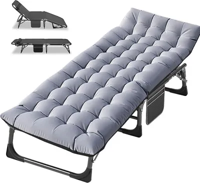 Imagen del producto de Cama de camping plegable, con capacidad para 200 kg, tumbonas con colchón