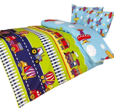 Produktbild von JACK Renforcé Baby Bettwäsche 2 tlg. 100x135cm Zug Traktor LKW Flugzeug Bunt